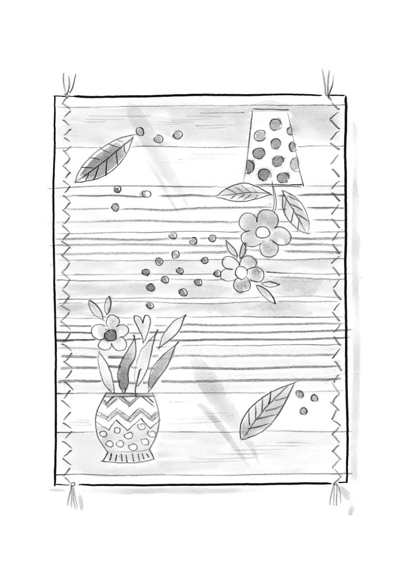 Gudrun Sjödén Broderad matta "Flower bed" i ekologisk bomull