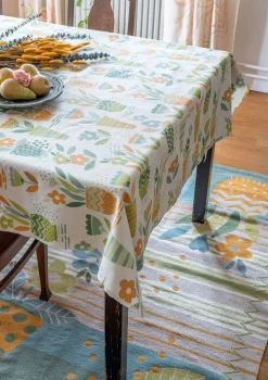 Gudrun Sjödén Broderad matta "Flower bed" i ekologisk bomull