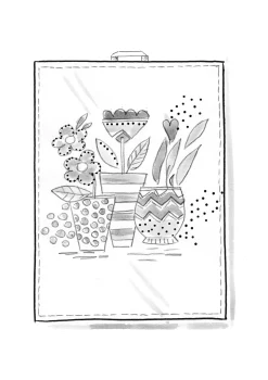 Gudrun Sjödén Kökshandduk "Flower pots" i ekologisk bomull