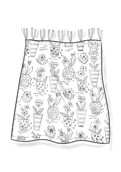 Gudrun Sjödén Kort gardin "Flower pots" i ekologisk bomull