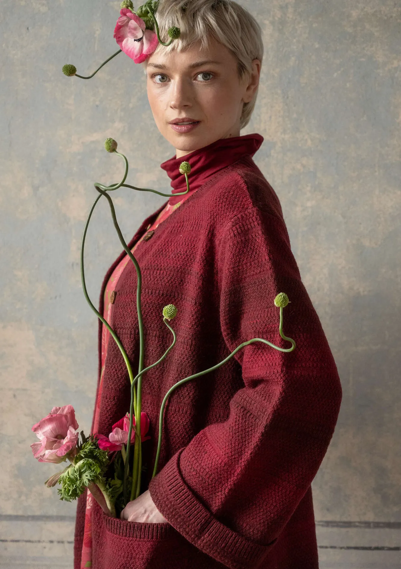 Gudrun Sjödén Långkofta "Eckerö" i effektfärgad ull