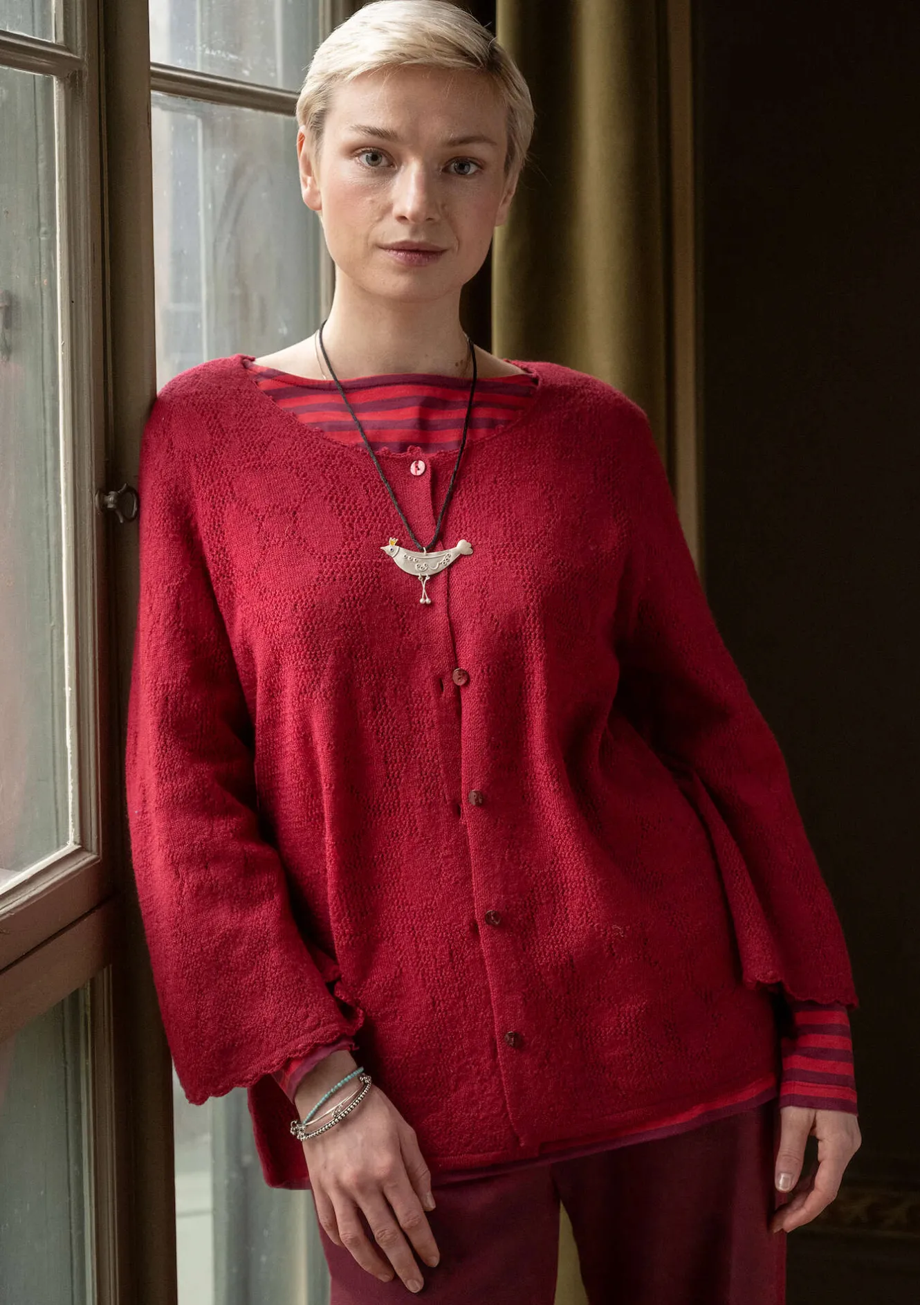 Gudrun Sjödén Pointellekofta "Blomstra" i filtad ull