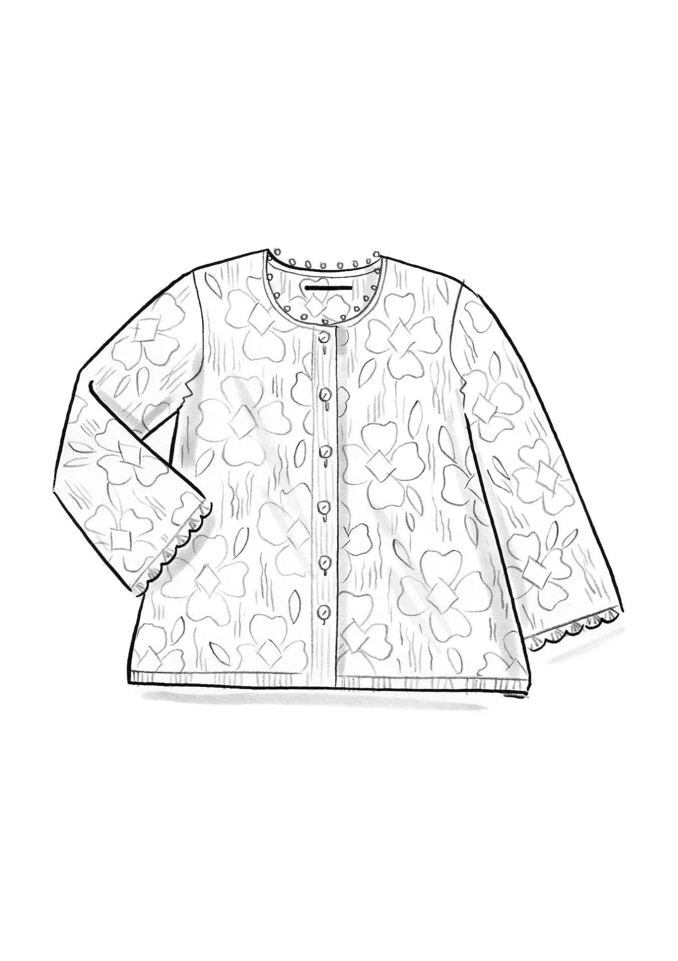 Gudrun Sjödén Pointellekofta "Blomstra" i filtad ull