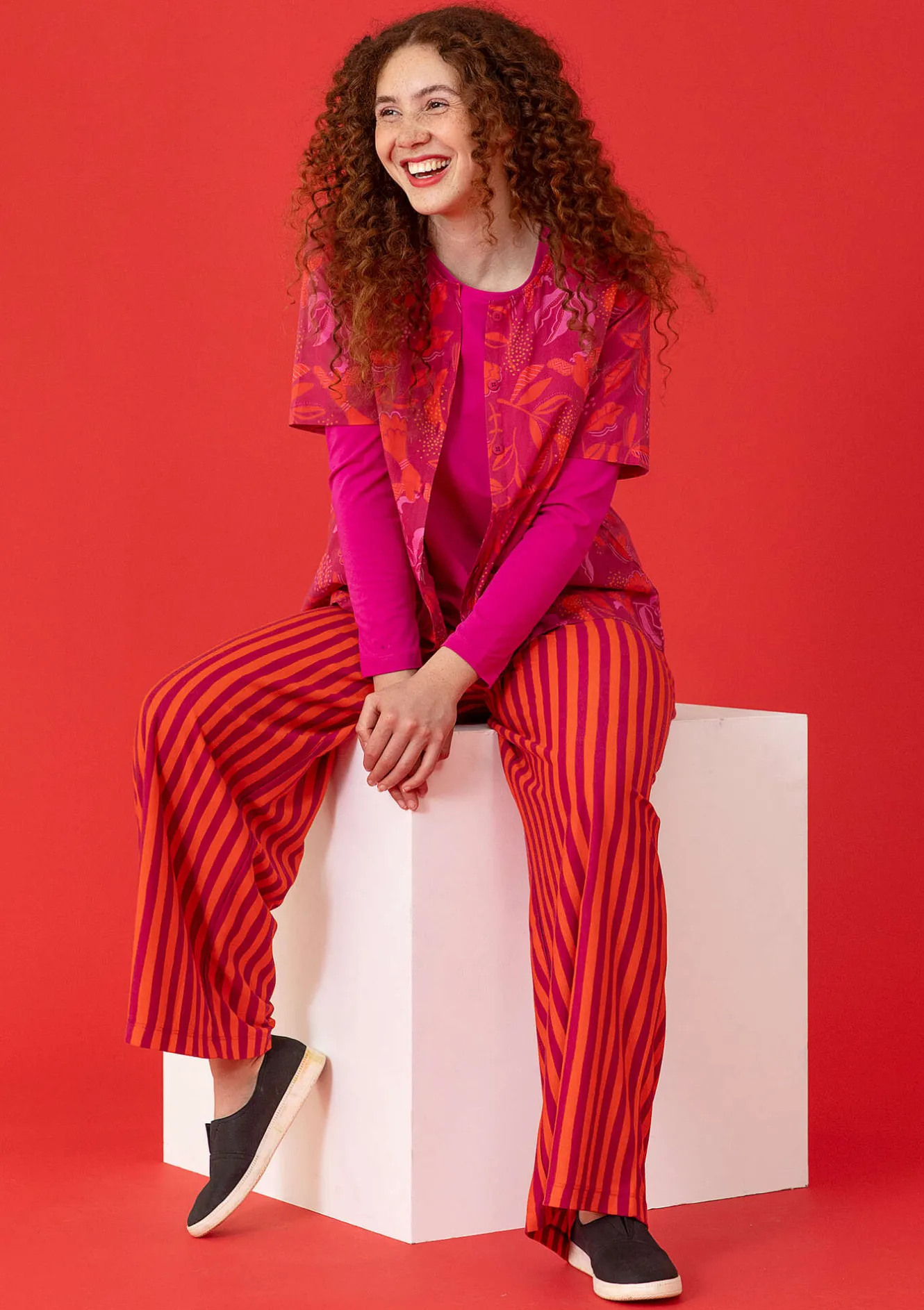 Gudrun Sjödén Randig trikåbyxa i ekologisk bomull/modal