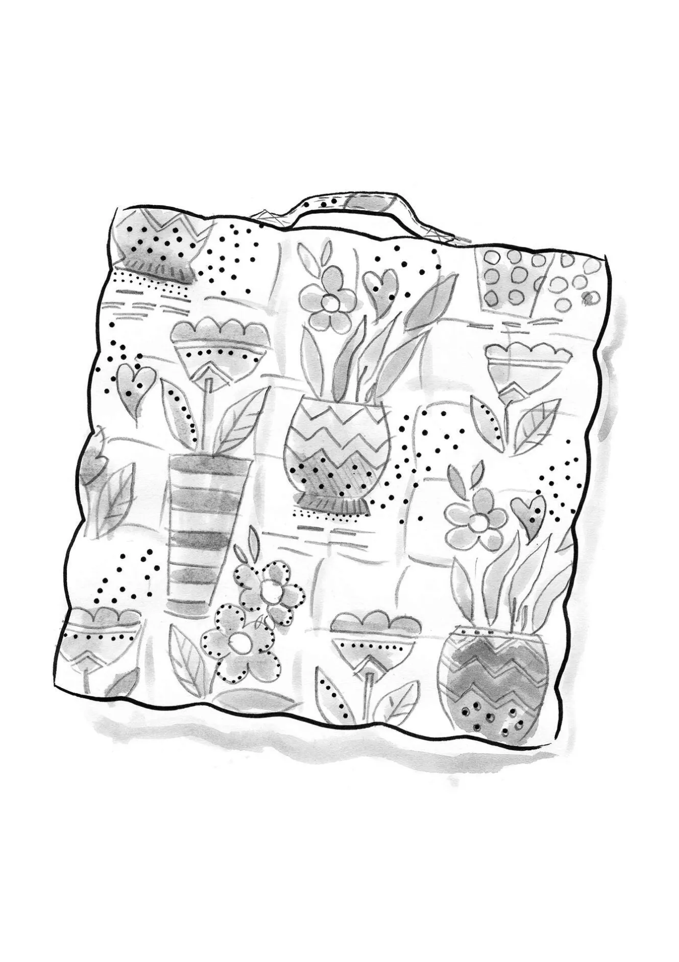 Gudrun Sjödén Sittdyna "Flower pots" i ekologisk bomull