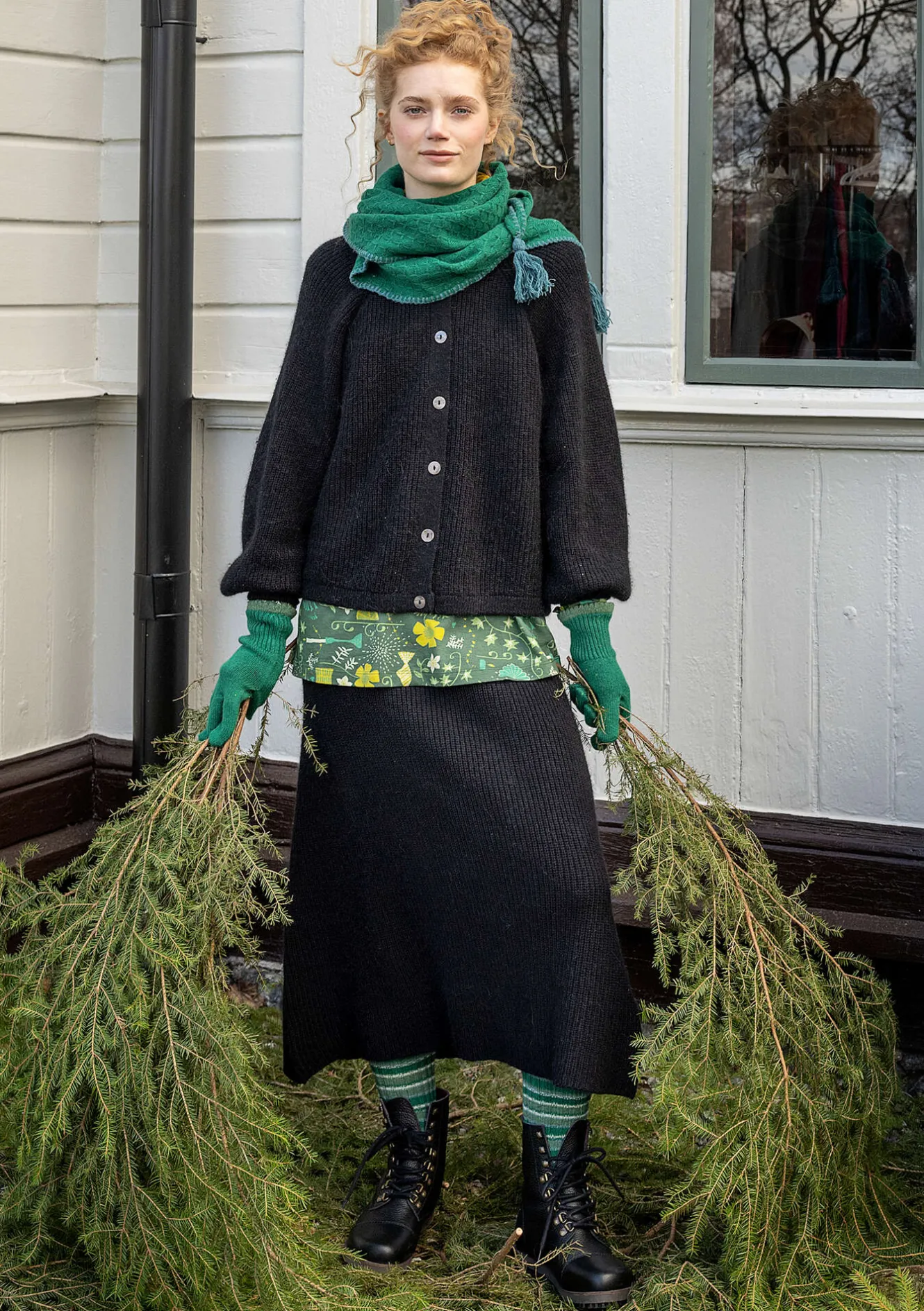 Gudrun Sjödén Stickad kjol "Vinternatt" i alpackamix