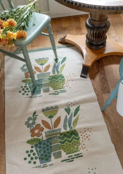 Gudrun Sjödén Tryckt gångmatta "Flower pots" i ekologisk bomull