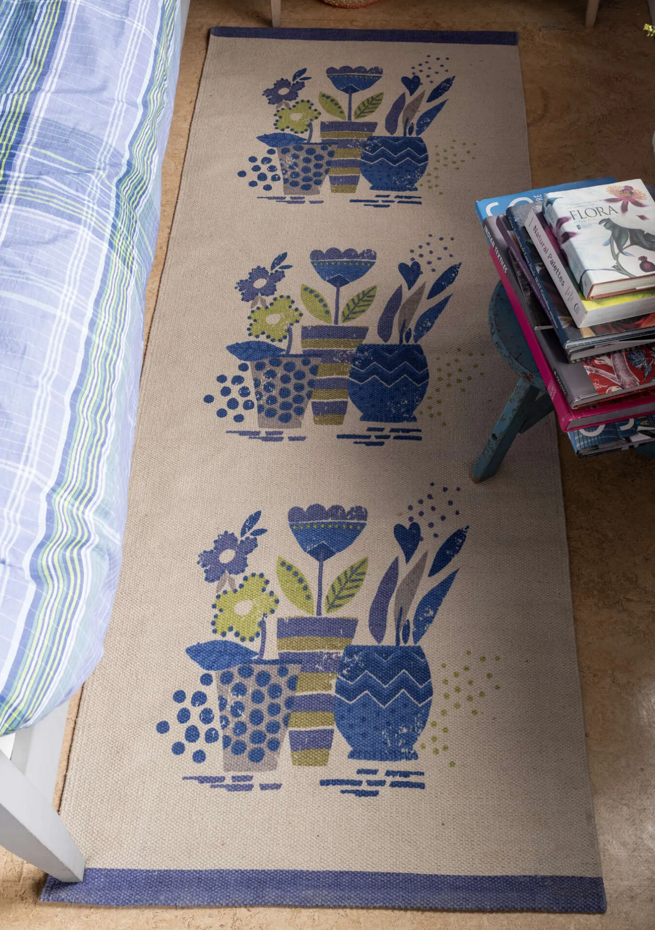 Gudrun Sjödén Tryckt gångmatta "Flower pots" i ekologisk bomull