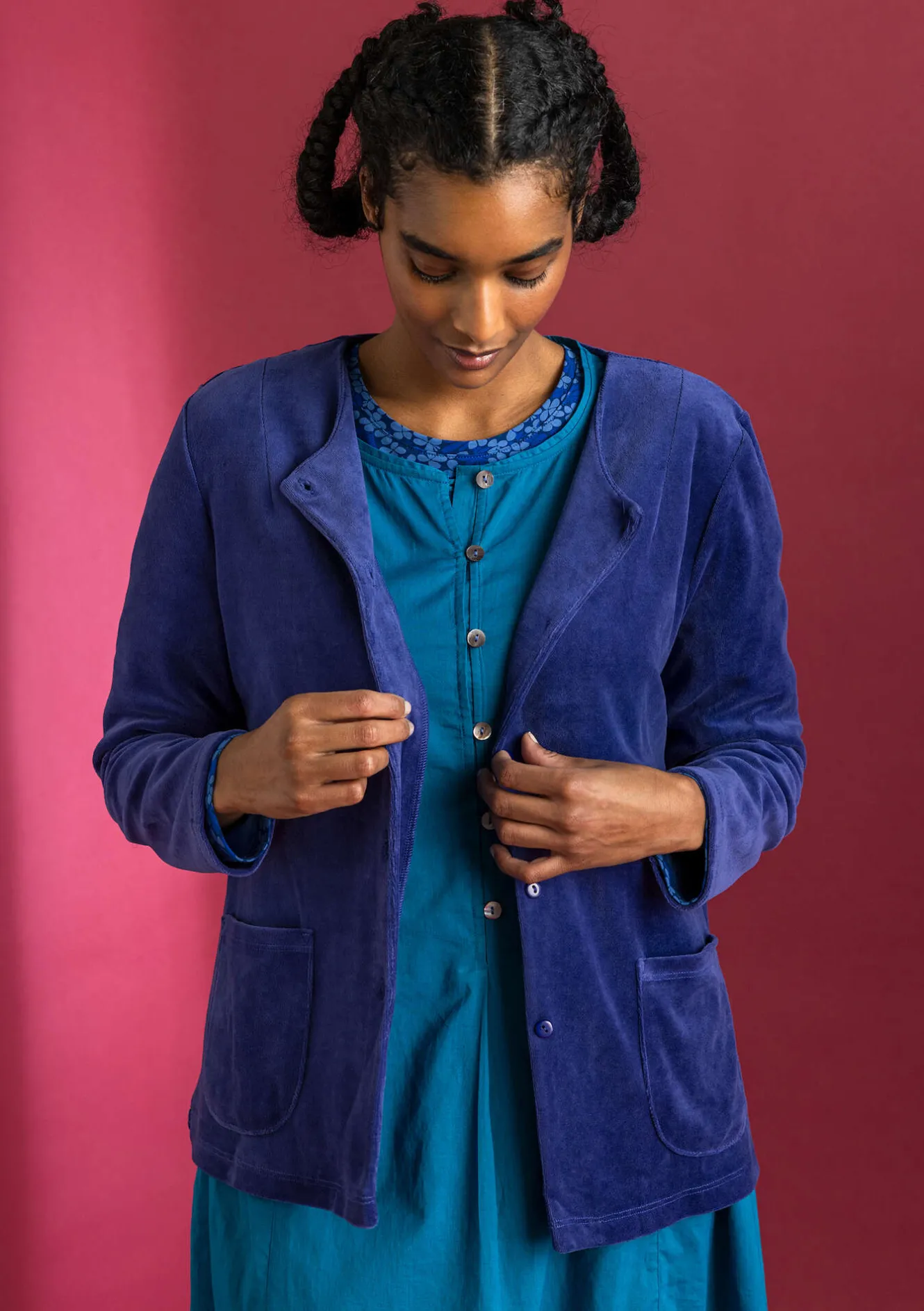 Gudrun Sjödén Velourkofta i ekologisk bomull/återvunnen polyester