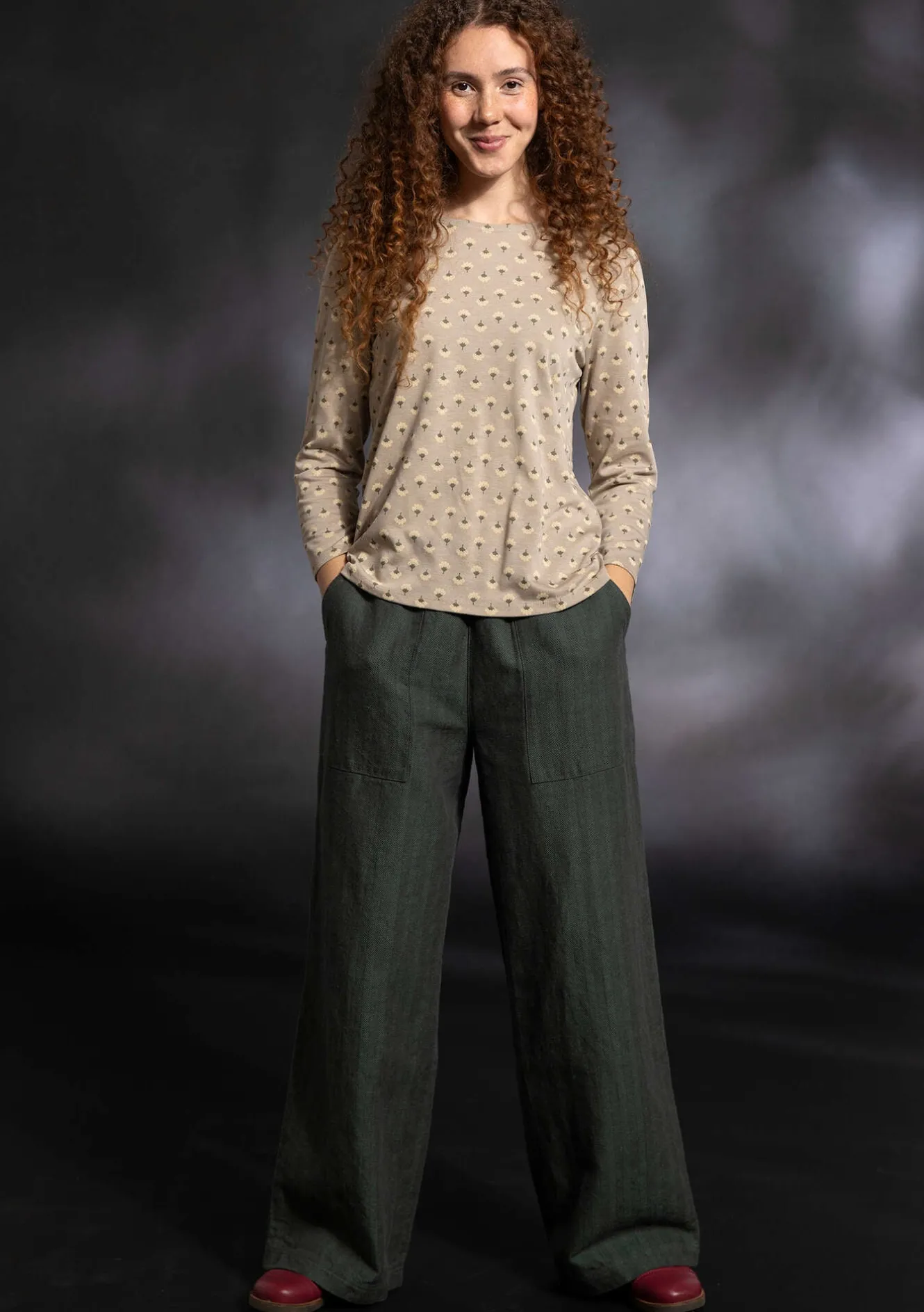 Gudrun Sjödén Vävd byxa "Woodland" i ekologisk bomull/lin