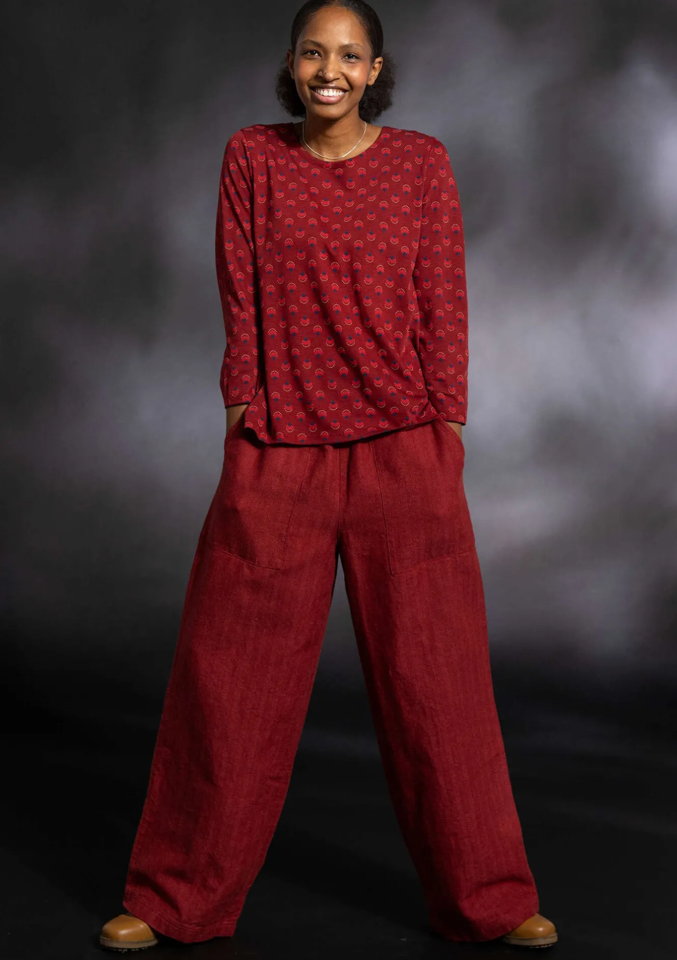 Gudrun Sjödén Vävd byxa "Woodland" i ekologisk bomull/lin