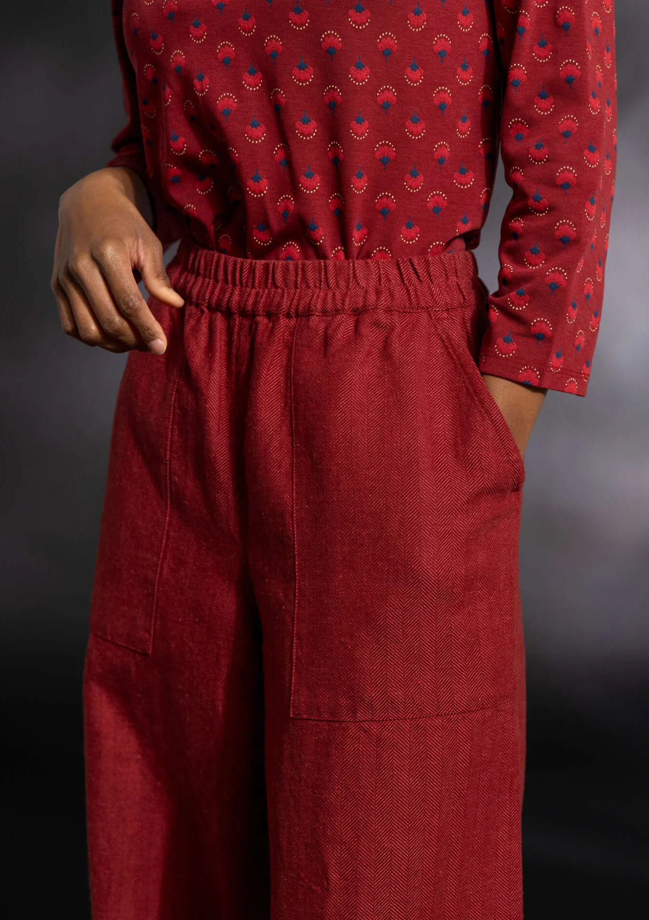 Gudrun Sjödén Vävd byxa "Woodland" i ekologisk bomull/lin