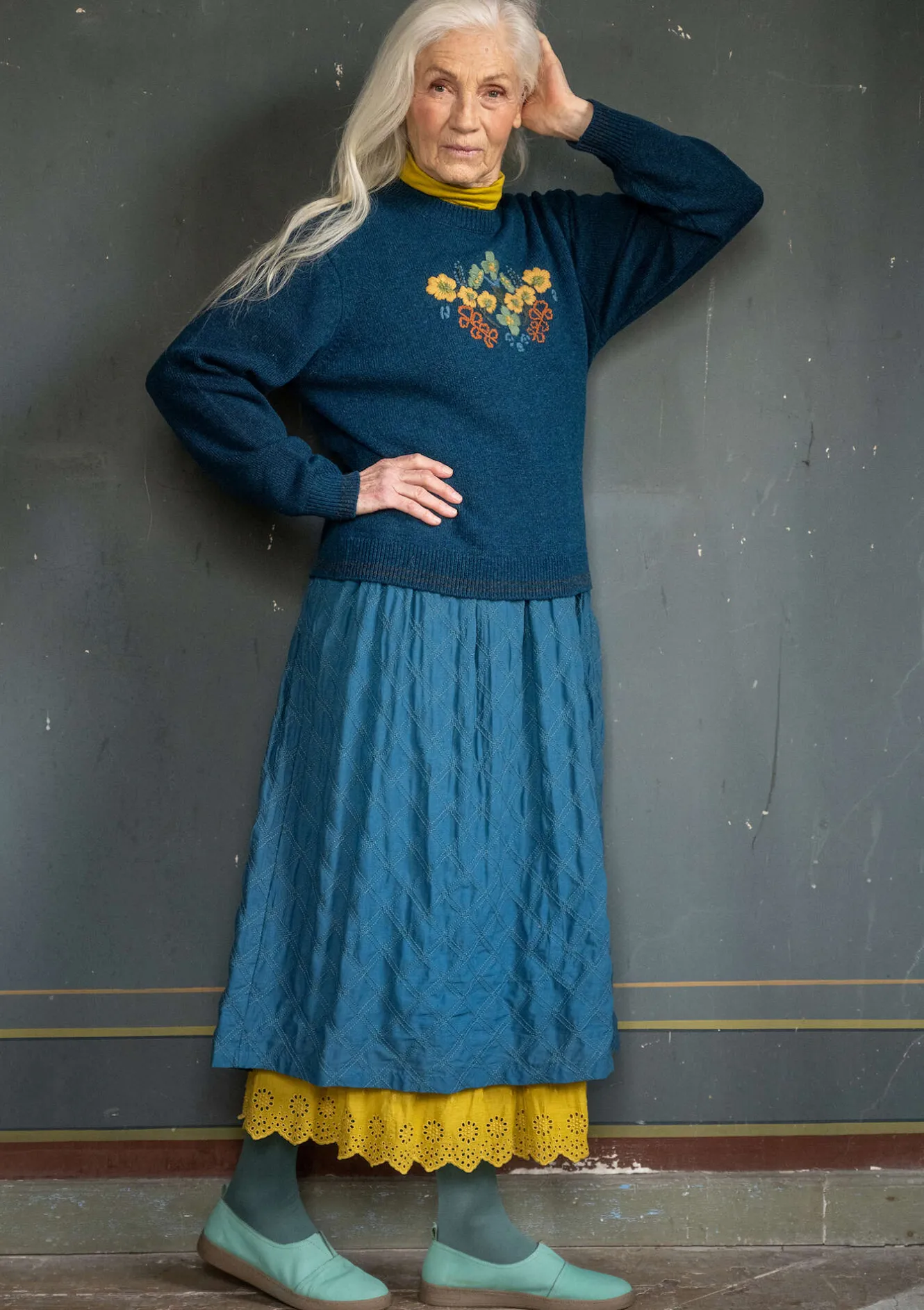 Gudrun Sjödén Vävd kjol "Helga" i ekologisk bomull