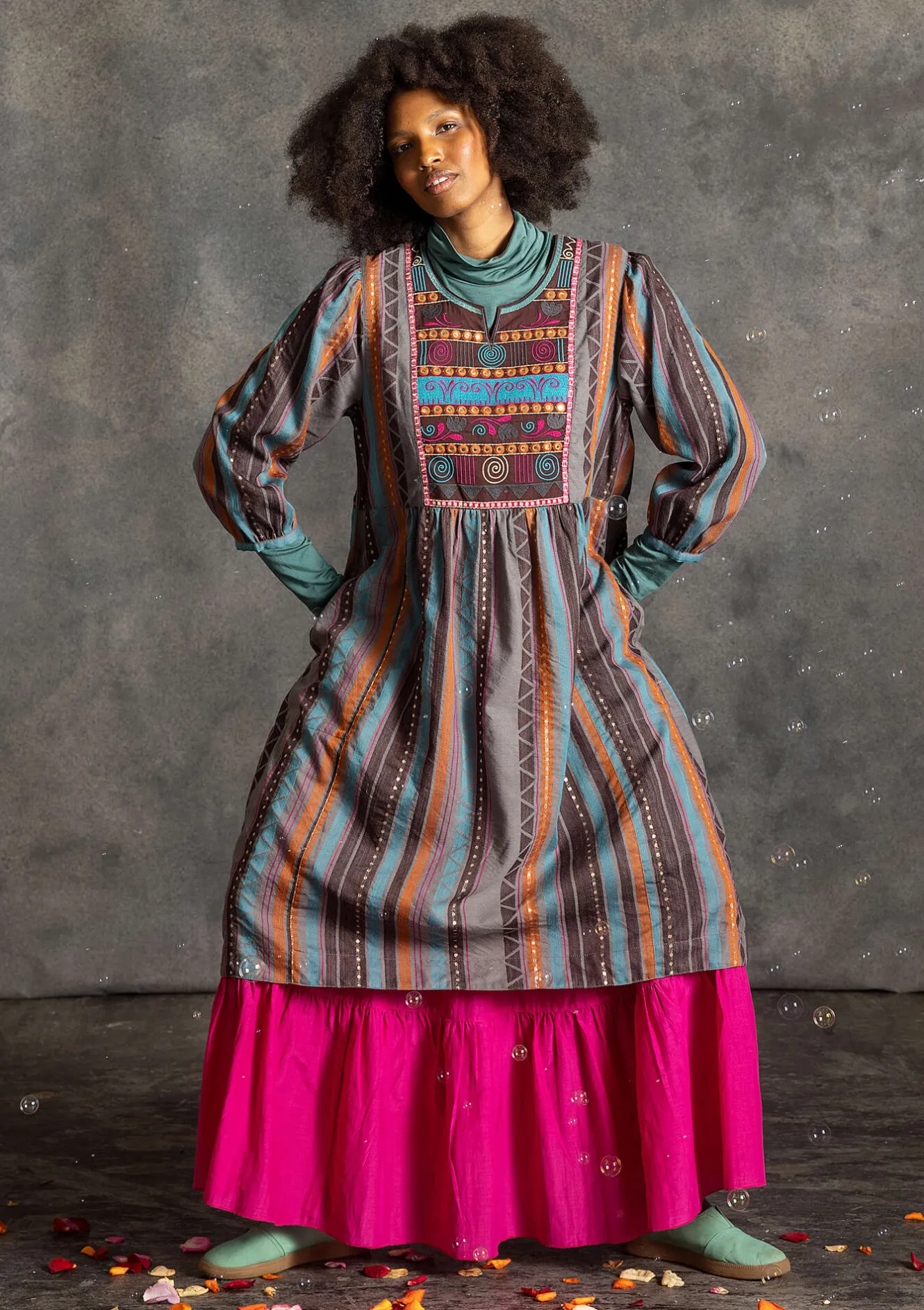 Gudrun Sjödén Vävd klänning "Jaipur" i ull/bomull