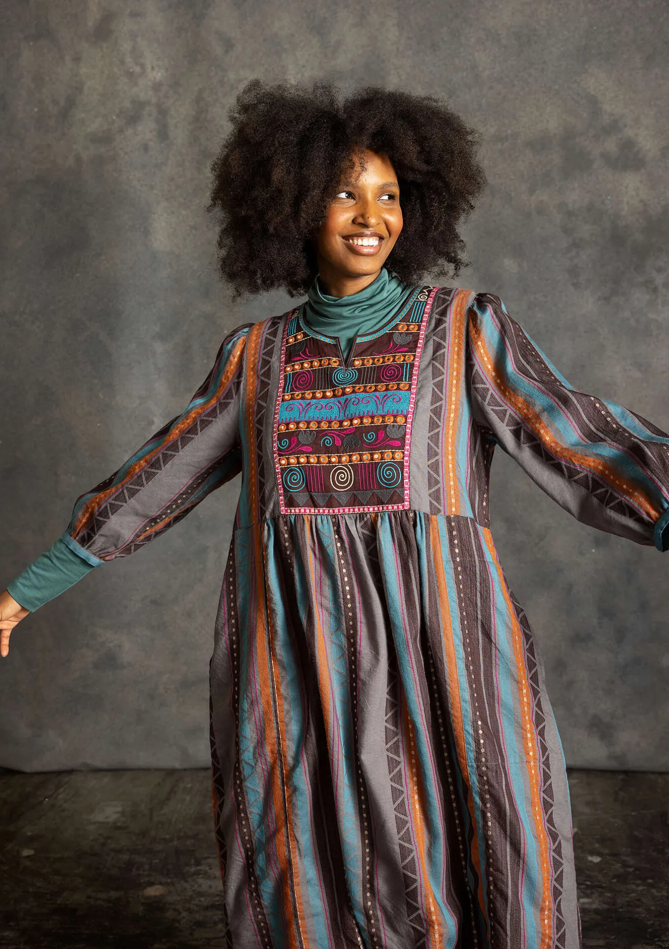 Gudrun Sjödén Vävd klänning "Jaipur" i ull/bomull